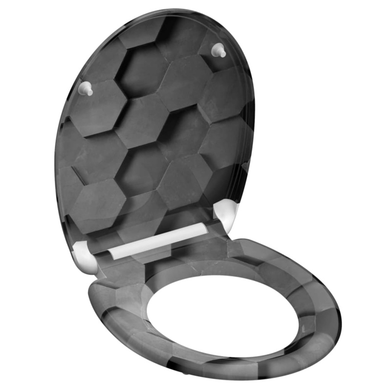 SCH_TTE Toilet Seat with Soft-Close Quick Release GREY HEXAGONS