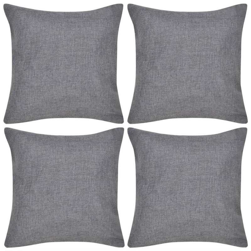 4 Anthracite Cushion Covers Linen-look 80 x 80 cm