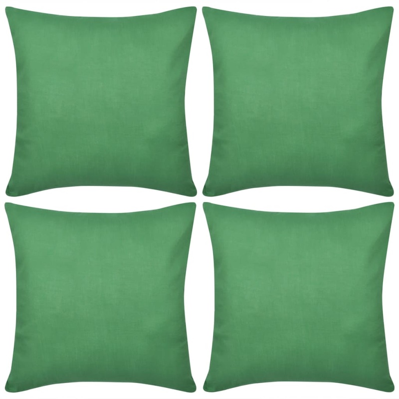 4 Green Cushion Covers Cotton 40 x 40 cm
