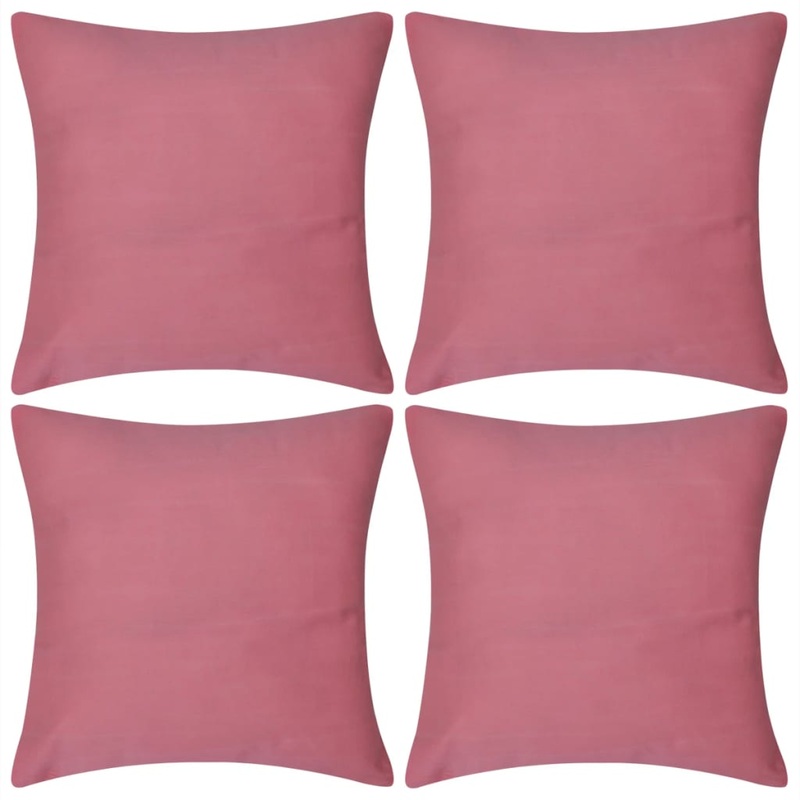 4 Pink Cushion Covers Cotton 80 x 80 cm