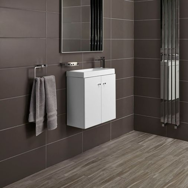 Rabat Duo 495mm Wall Hung Bathroom Vanity Unit & Basin – Gloss White