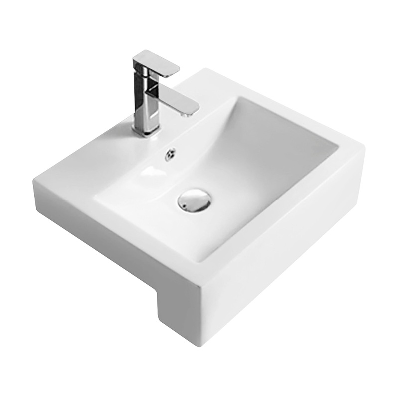 Nuie 530mm Semi Recessed Basin – 1 TH – White
