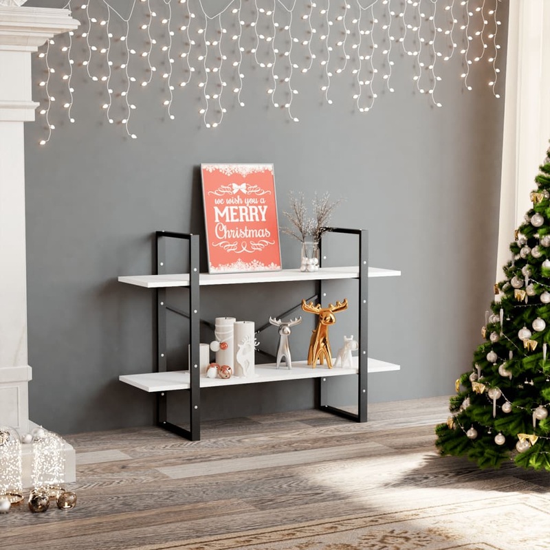 Berkfield 2-Tier Book Cabinet White 100x30x70 cm Engineered Wood