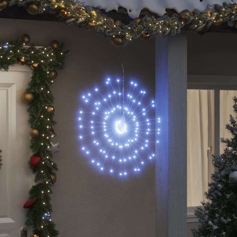 Berkfield Christmas Starburst Lights 140 LEDs 2 pcs Cold White 17 cm
