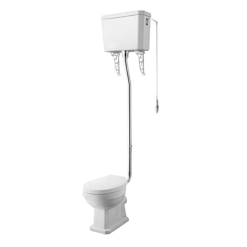 Nuie Carlton High Level Toilet With Cistern And Flush Pipe Kit – White