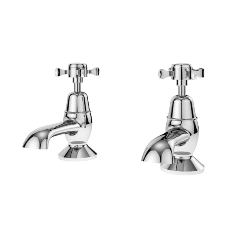 Nuie Selby Xhead Bath Pillar Taps – Chrome