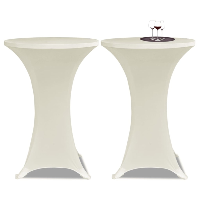 Standing Table Cover __80cm Cream Stretch 2 pcs