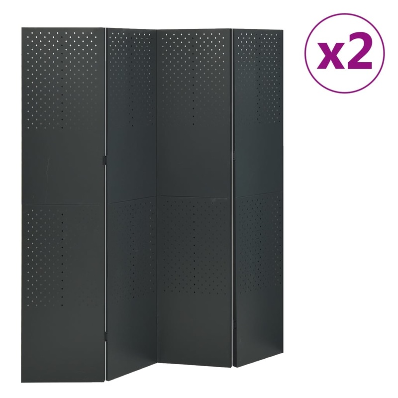 Berkfield 4-Panel Room Dividers 2 pcs Anthracite 160×180 cm Steel