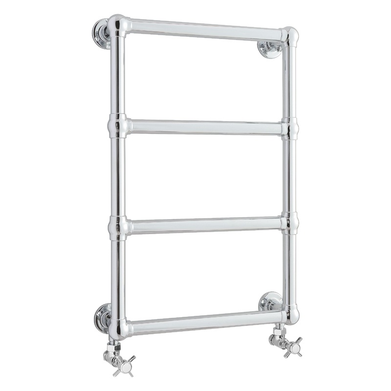 Old London Epsom Wall Mounted Heated Towel Rail Radiator, Traditional Horizontal Towel Radiator for Classic Bathrooms in Premium Chrome Finish, 748x498mm