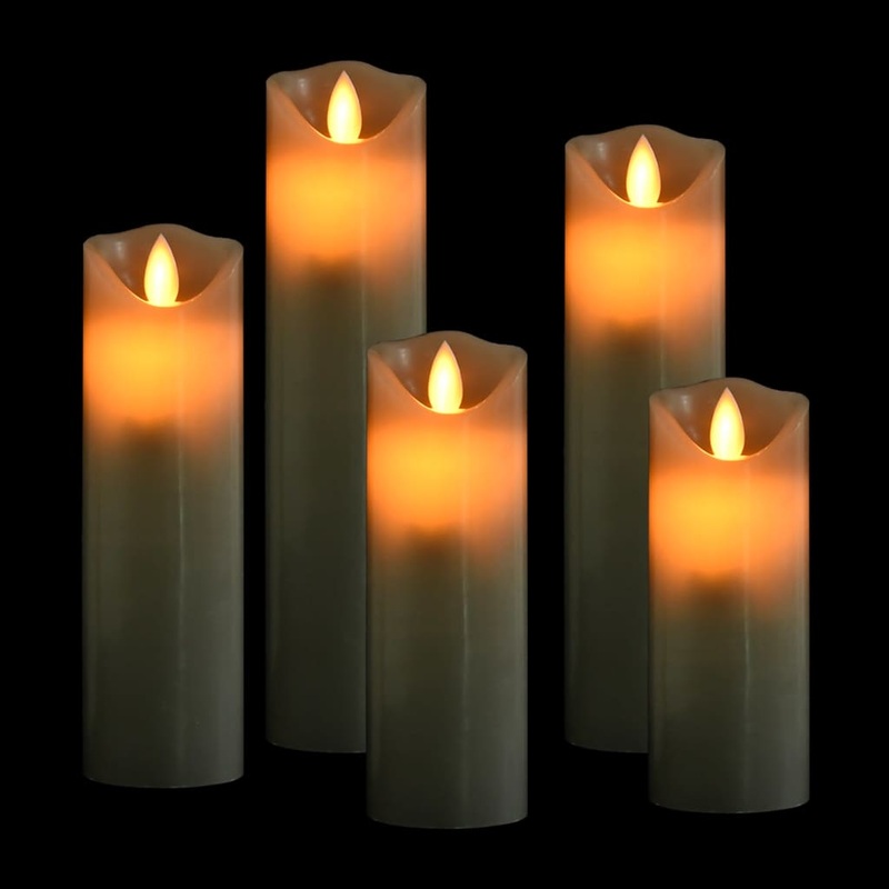 Berkfield 5 Piece Electric LED Candle Set with Remote Control Warm White