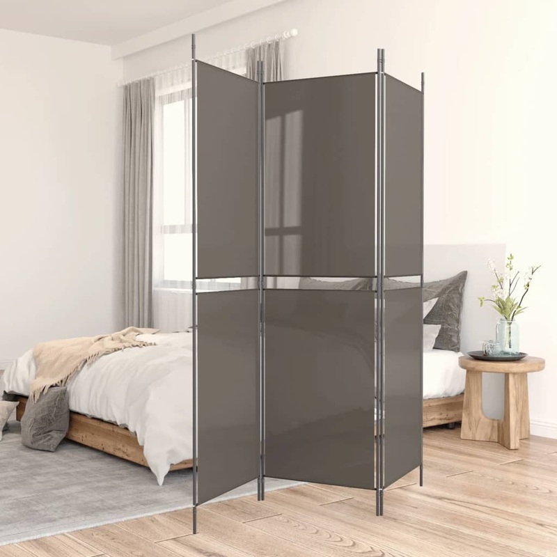 Berkfield 3-Panel Room Divider Anthracite 150×200 cm Fabric