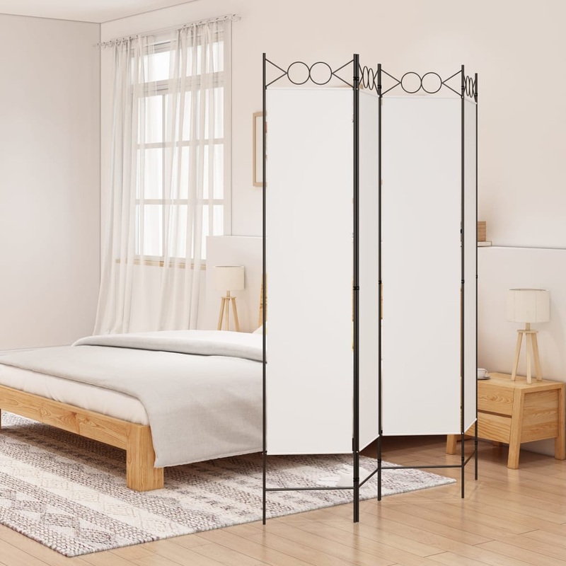 Berkfield 4-Panel Room Divider White 160×200 cm Fabric