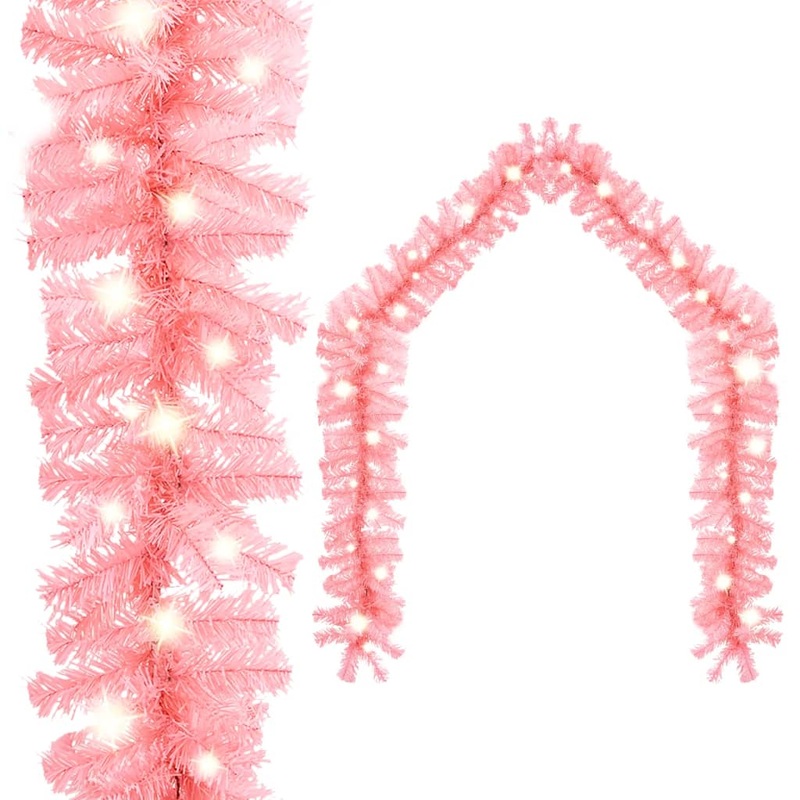 Berkfield Christmas Garland with LED Lights 5 m Pink