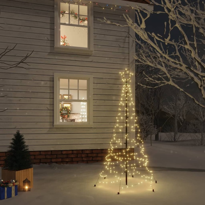 Berkfield Christmas Tree with Spike Warm White 200 LEDs 180 cm