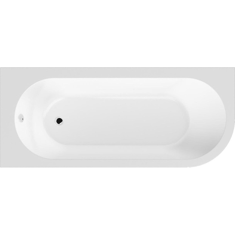 Nuie Crescent Left Hand Back to Wall Corner Bath, Luxury Back to Wall Bath for Compact Bathrooms, Designed and Crafted to the Highest Standard, White