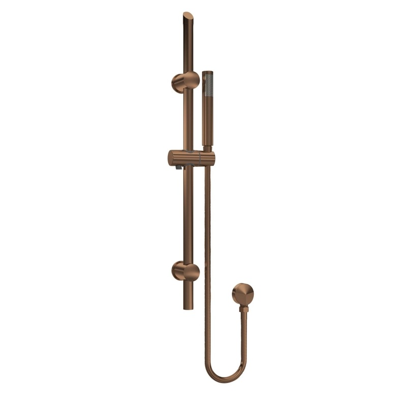 Nuie Slide Rail Kit, Modern Shower Riser Rail with Round Handset, Easy Clean Shower Slider Rail in Brushed Bronze, 740mm Height