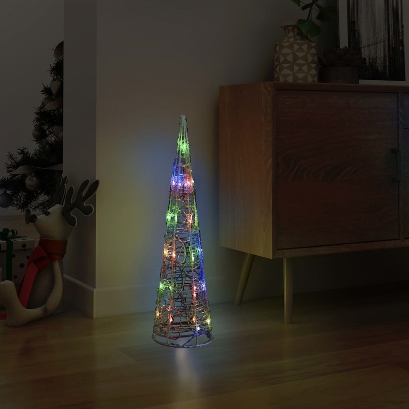 Berkfield Acrylic Decorative Pyramid LED Light Cone Colourful 60 cm