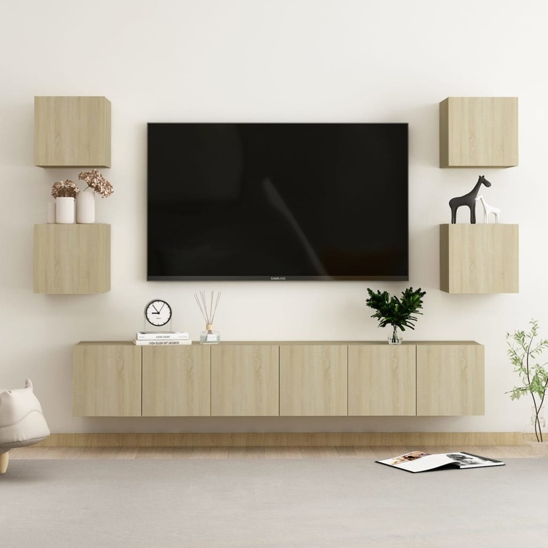 Berkfield 7 Piece TV Cabinet Set Sonoma Oak Engineered Wood