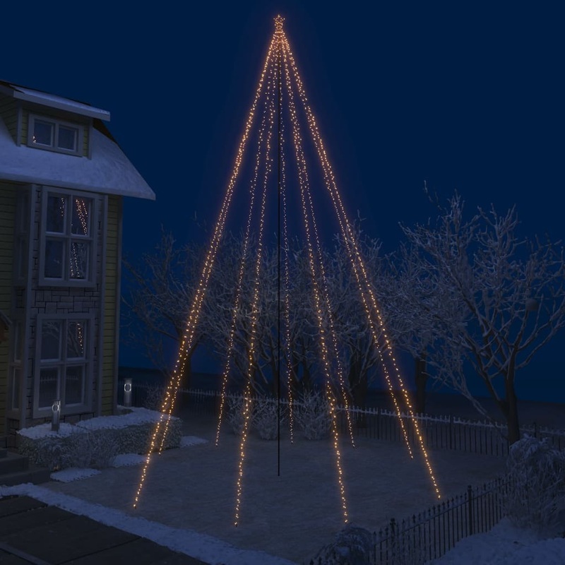 Berkfield Christmas Tree with Spike Warm White 1134 LEDs 800 cm