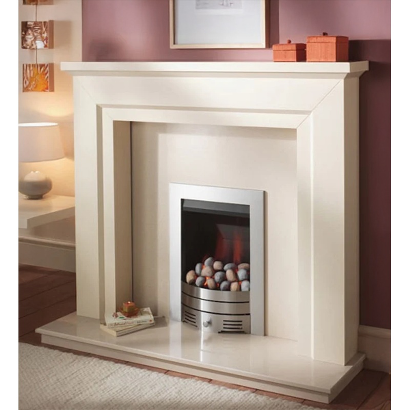 Crystal Fires Slimline Radiant Inset Gas Fire with Coals, Brass Trim & Grace Fret
