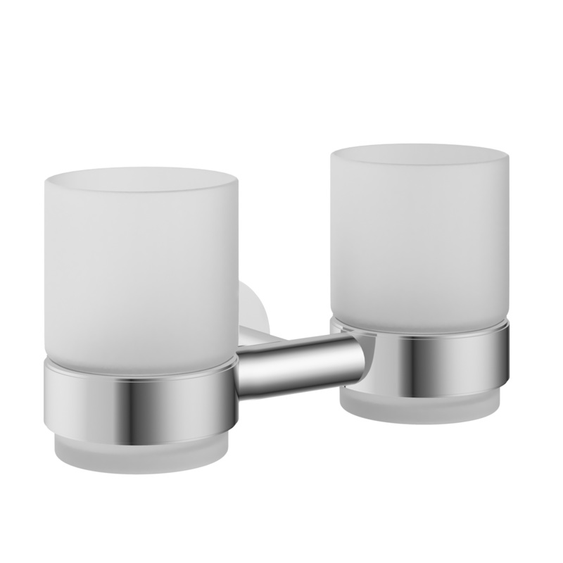 Luca Double Tumbler Holder|Chrome|Polished|Contemporary