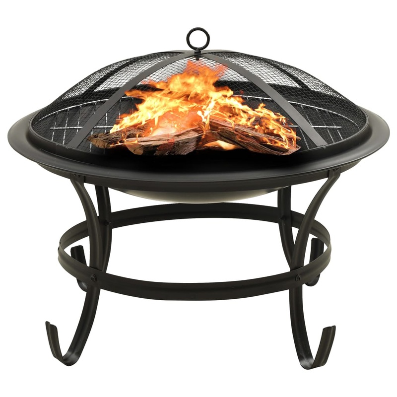 Berkfield 2-in-1 Fire Pit and BBQ with Poker 56x56x49 cm Steel