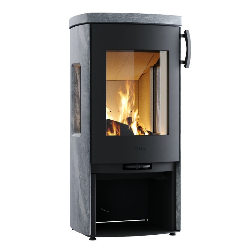 Heta Eclipse 5kW Wood Burning Soapstone Stove with Side Windows