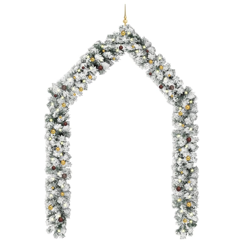Berkfield Christmas Garland with LEDs&Ball Set Green 10 m PVC