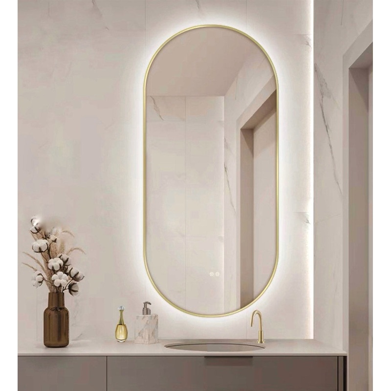 LED Oval Mirror in Gold|Gold|22×36