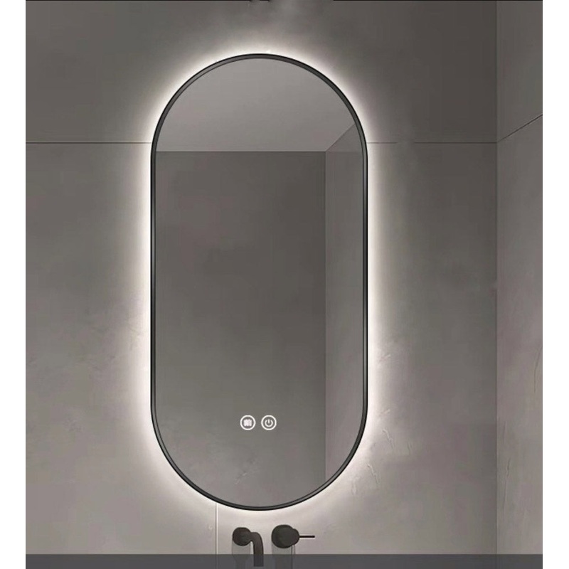 LED Oval Mirror in Matte Black