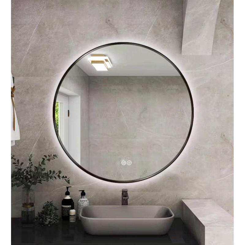 LED Round Mirror in Matte Black