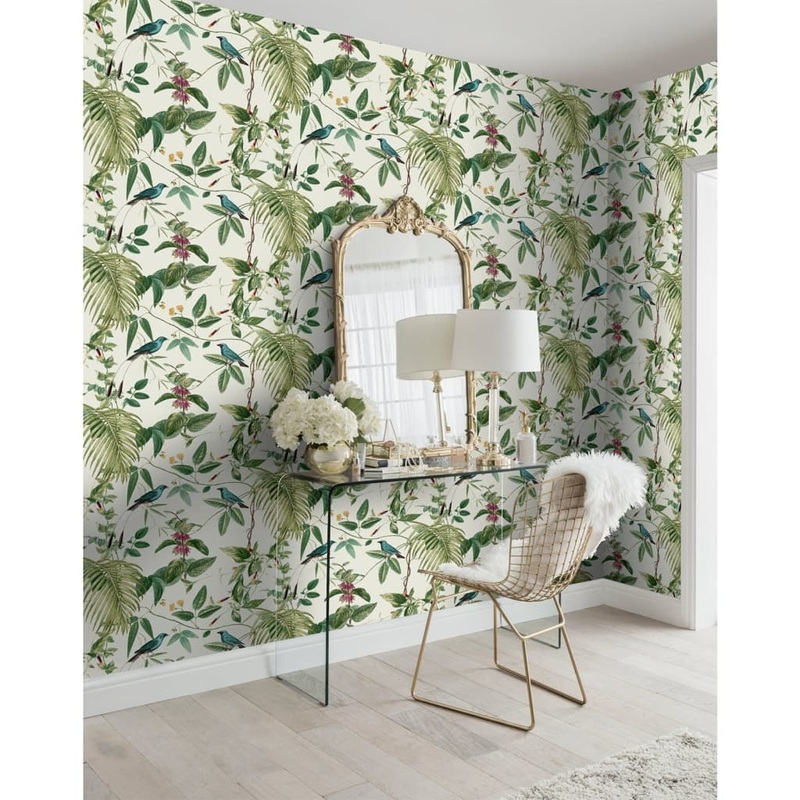 DUTCH WALLCOVERINGS Wallpaper Exotic Garden White and Green