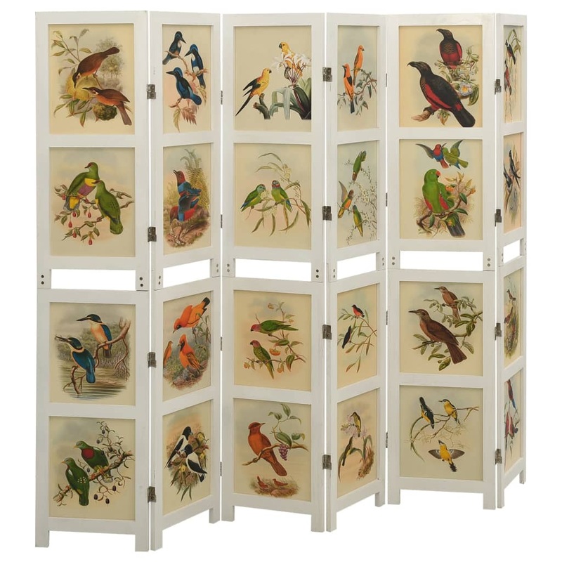 Berkfield 6-Panel Room Divider White 214×165 cm Solid Wood Paulownia