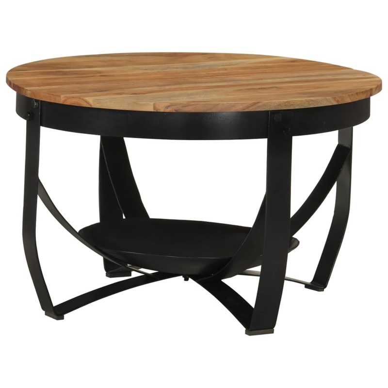 Berkfield Coffee Table _ 68×43 cm Solid Wood Acacia and Iron
