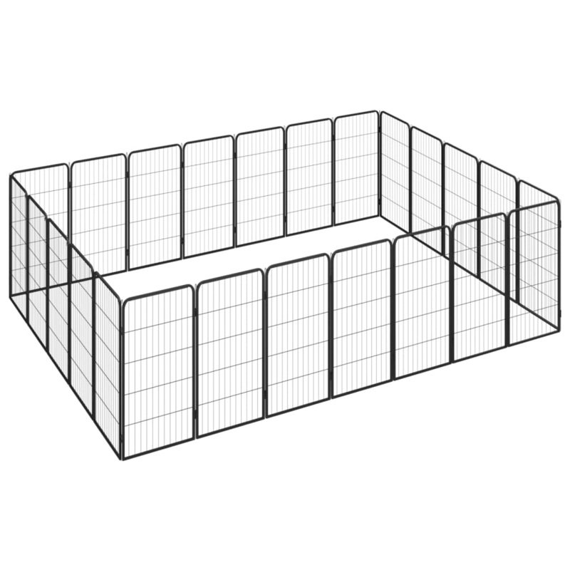 Berkfield 24-Panel Dog Playpen Black 50×100 cm Powder-coated Steel