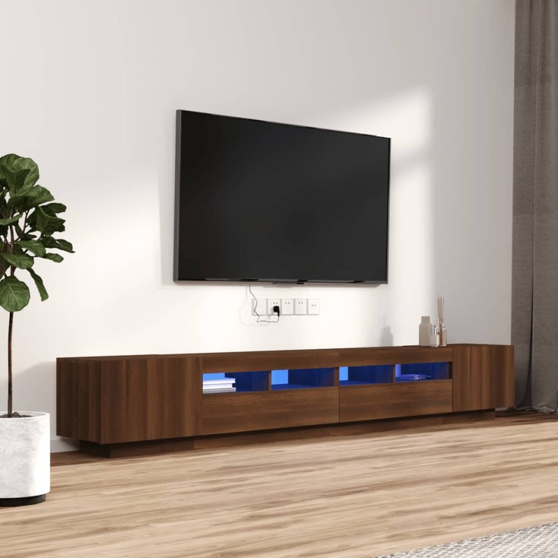 Berkfield 3 Piece TV Cabinet Set with LED Lights Brown Oak Engineered Wood