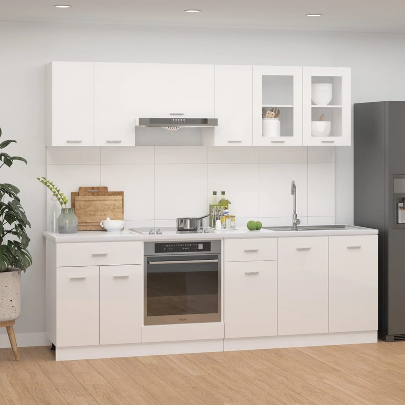 Berkfield 8 Piece Kitchen Cabinet Set High Gloss White Engineered Wood