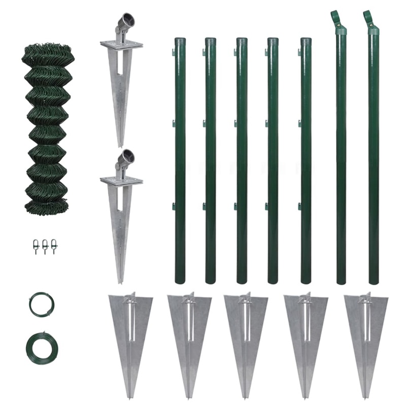 Berkfield Chain Link Fence with Posts Spike Steel 0,8×15 m