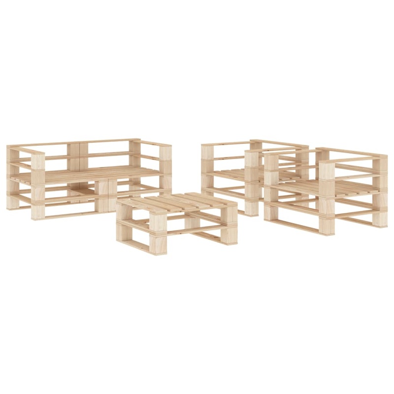 Berkfield 5 Piece Garden Pallets Lounge Set Wood