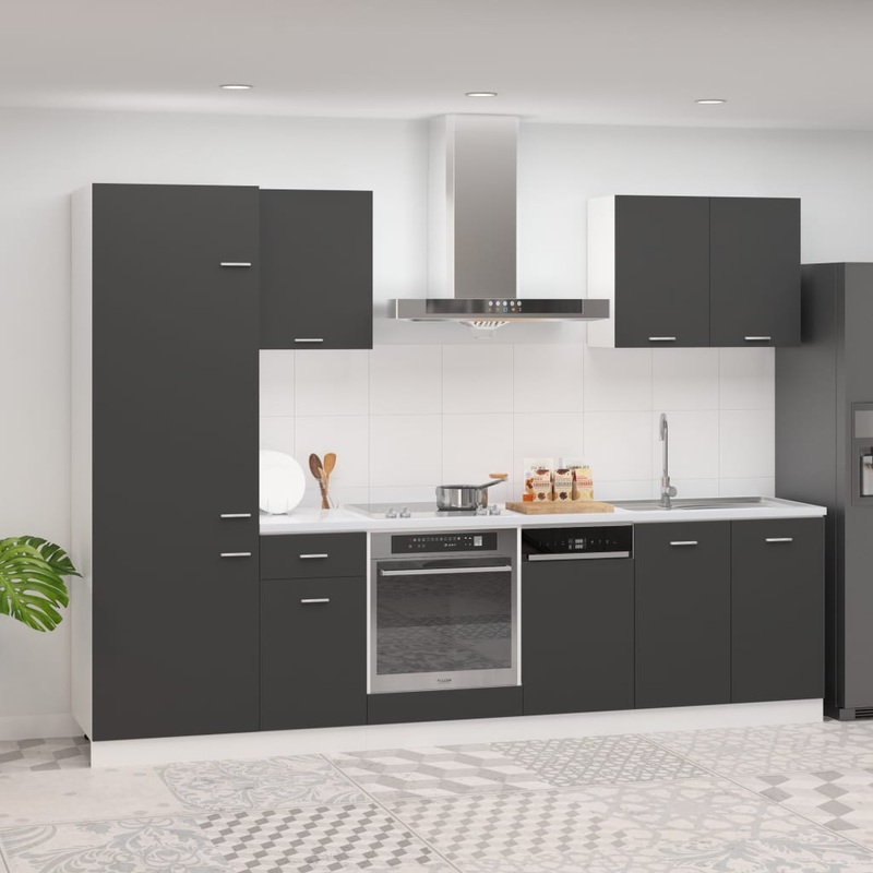 Berkfield 7 Piece Kitchen Cabinet Set Grey Engineered Wood
