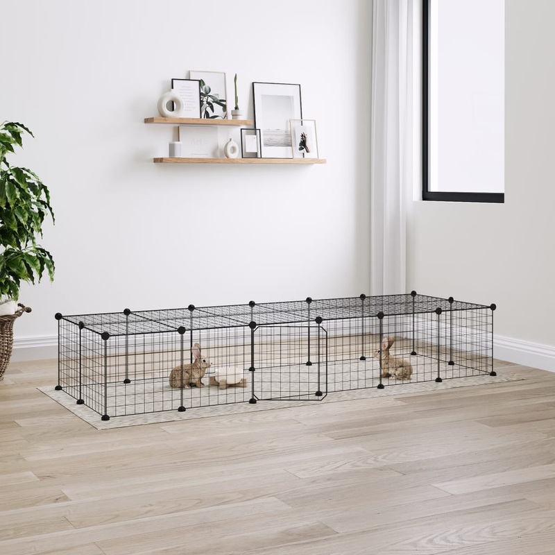 Berkfield 28-Panel Pet Cage with Door Black 35×35 cm Steel