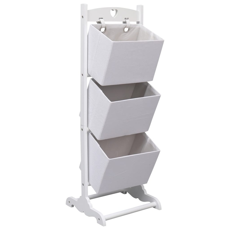 Berkfield 3-Layer Basket Rack White 35x35x102 cm Wood