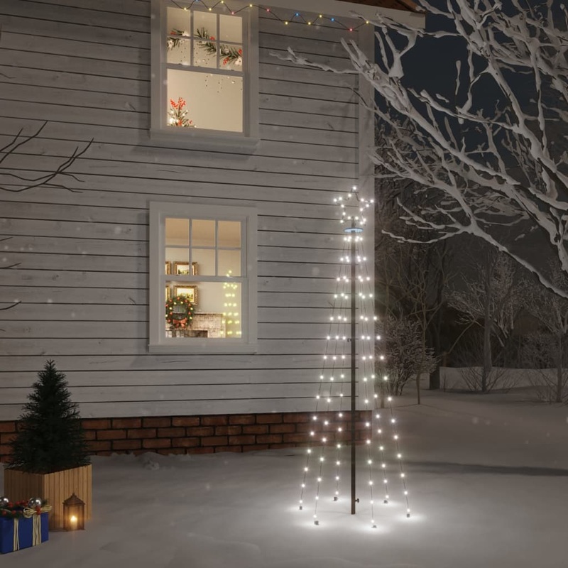 Berkfield Christmas Tree with Spike Cold White 108 LEDs 180 cm