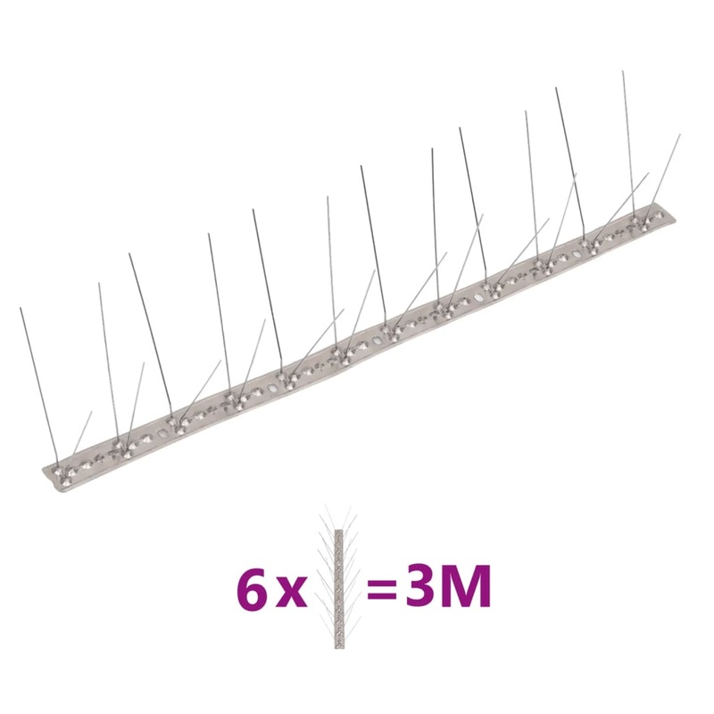 Berkfield 4-row Stainless Steel Bird & Pigeon Spikes Set of 6 3 m