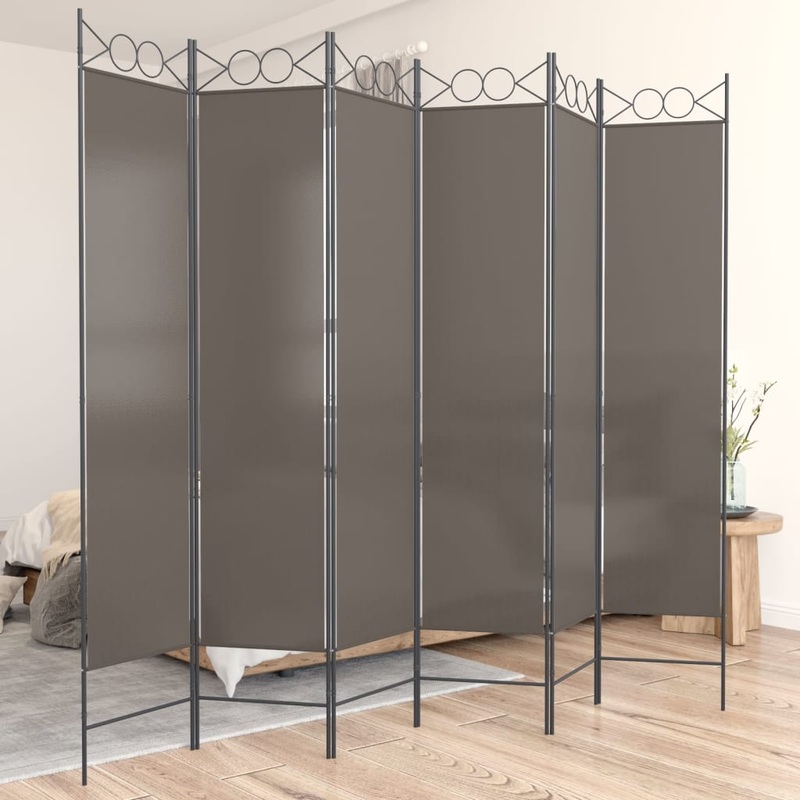 Berkfield 6-Panel Room Divider Anthracite 240×200 cm Fabric