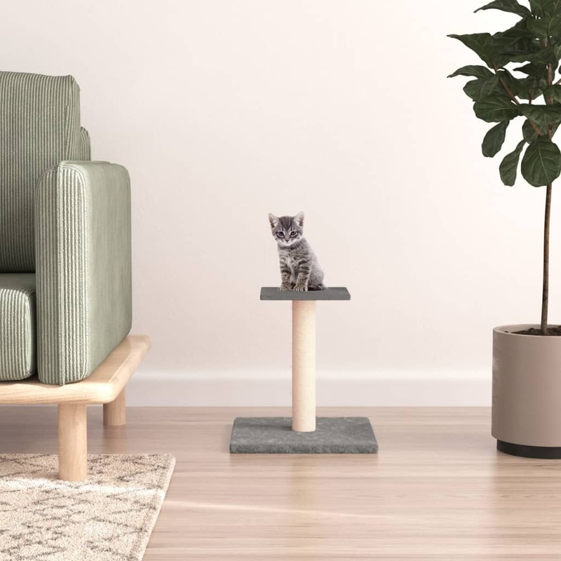 Berkfield Cat Scratching Post with Platform Light Grey 38 cm