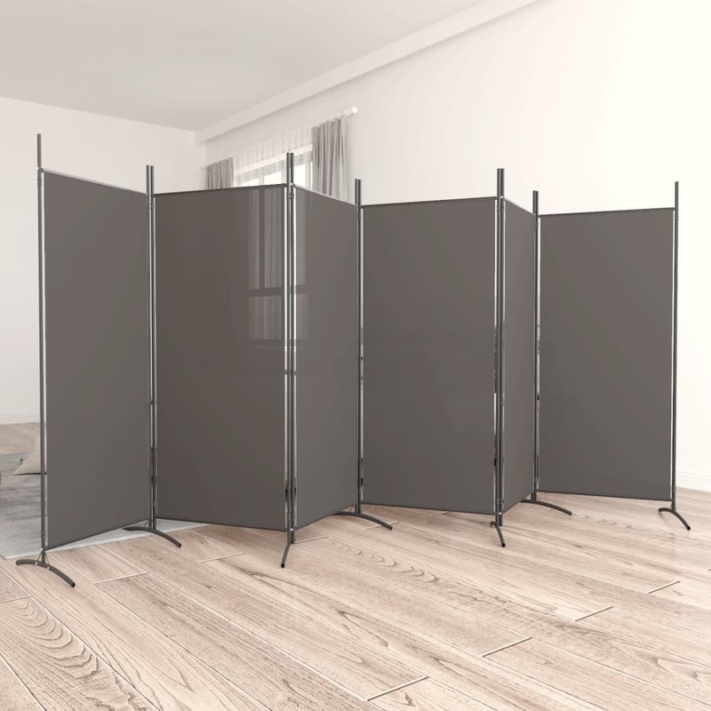 Berkfield 6-Panel Room Divider Anthracite 520×180 cm Fabric