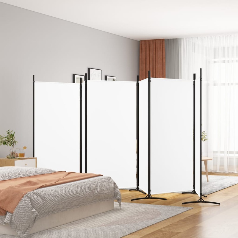 Berkfield 6-Panel Room Divider White 520×180 cm Fabric