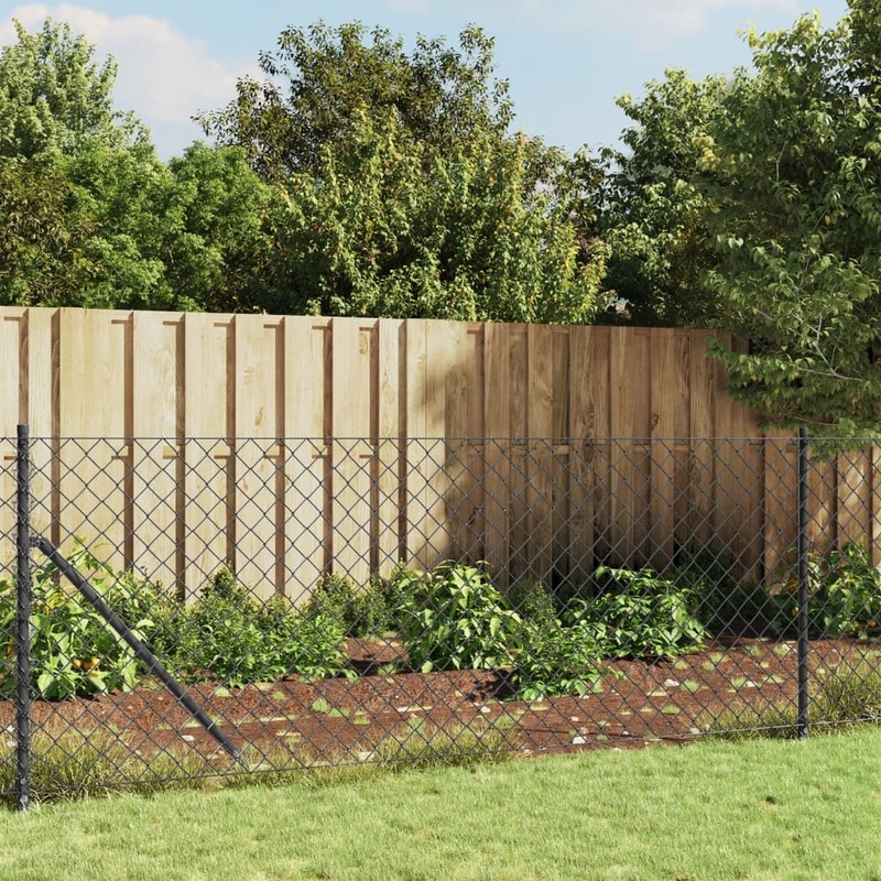 Berkfield Chain Link Fence Anthracite 1×10 m
