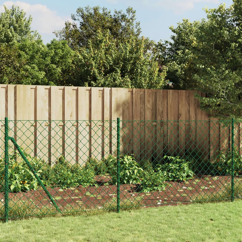Berkfield Chain Link Fence with Flange Green 1×25 m